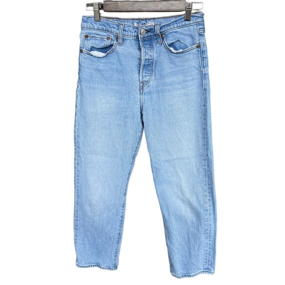 Levi's Denim - Levis Premium Wedgie Straight Jeans Womens 28x26 Blue Classic Buttonfly Cropped